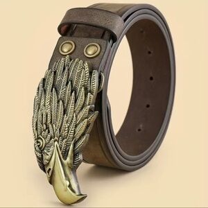Vegan leather belt with eagle buckle. New